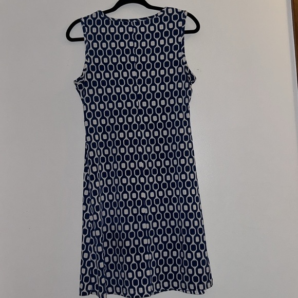 Ronni Nicole Dress Size Small Blue & White Textured Short Sleeveless Geometric - Picture 5 of 5